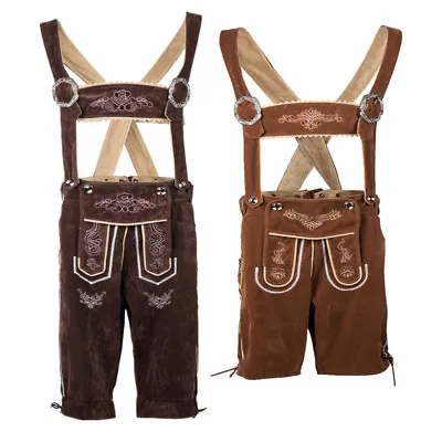 Mens Oktoberfest Bavarian Lederhosen German Traditonal Suspender Shorts • $39.99