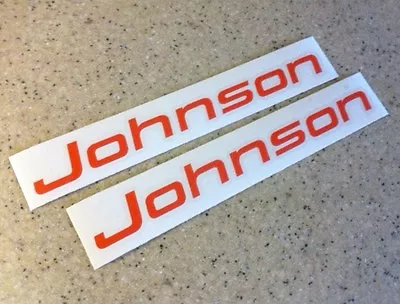 Johnson Vintage Outboard Motor Decals Orange 2-PAK FREE SHIP + FREE Fish Decal! • $9