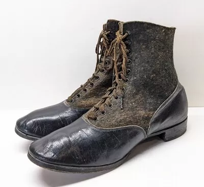 Antique Victorian Edwardian Leather Lace Up Womens Ankle Boots Shoes • $69.99