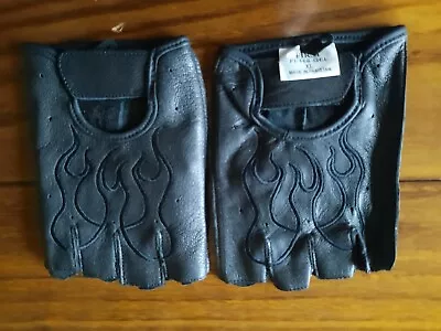 Men's Fingerless Gloves Black Size XL Pre-Owned Appear Unworn Leather Shell • $6.50