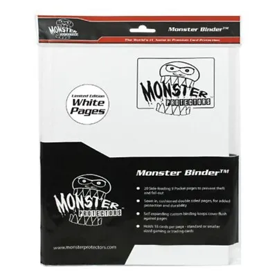 Monster Protectors Binder: 9-Pocket Monster Matte White Binder With White Pages • $28.33