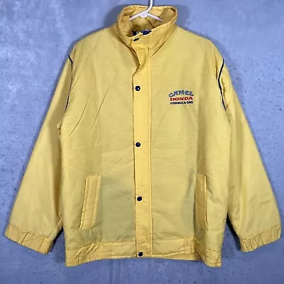 Vintage 90s Camel Honda Formula 1 Car Racing Jacket Full Zip Yellow Mens • $199.99