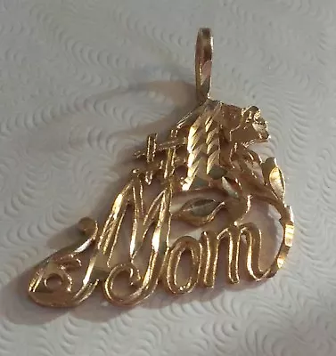  14k Yellow Gold # 1 Mom Pendant Charm Mother's Day Gift For Mom ((538)) • $39.99