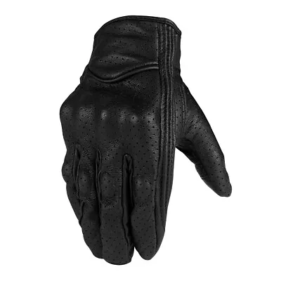 New Mens Genuine Leather Motorcycle Gloves Riding Racing Full Finger Protective • $19.99