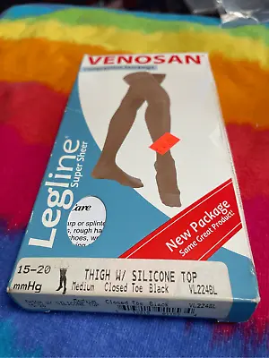 VENOSAN Compression Stockings 15-20 MmHg Thigh Black 6201225 Closed Toe Medium • $24.95