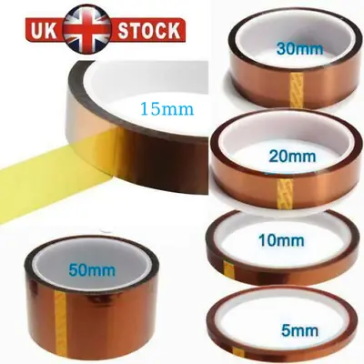 5-50mm 33M Heat Resistant Tape High Temperature Polyimide Kapton Fixation Tape • £3.95