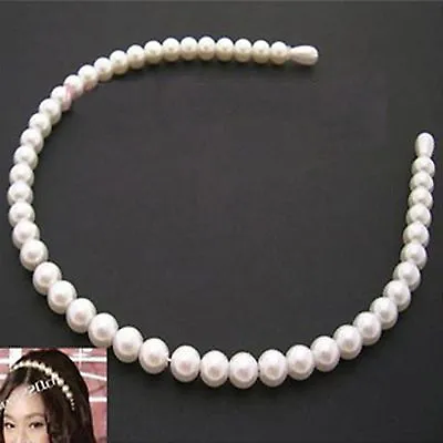 1* Women Lady Girl Wedding Faux Pearl Beads Hair Band Head Band Party Tiara GIFT • $8.50