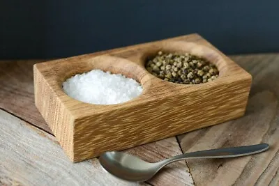 Eco-friendly Salt And Pepper Pinch Pots Handmade From Iroko Hardwood. 60mm Holes • £14.99