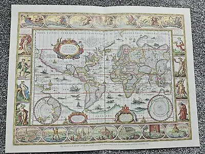 Reader's Digest Vintage World Map. 1967 Reproduction Of 17th Century Map • £19