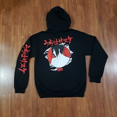 Naruto Shippuden Licensed Sasuke Uchiha Sharingan Black Hoodie Medium Pullover • $51.99