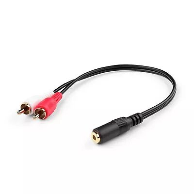 3.5mm 1/8  Female Mini Jack To 2 Male RCA Plug Adapter Convertor Audio Y Cable E • £6.34