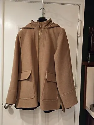 J. Crew Camel Wool Hooded Italian Stadium Cloth Coat-Size L • $150