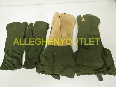 US Military TRIGGER FINGER MITTENS GLOVES W/ INSERT Hunting N/L M & LRG USED VGC • $15.90