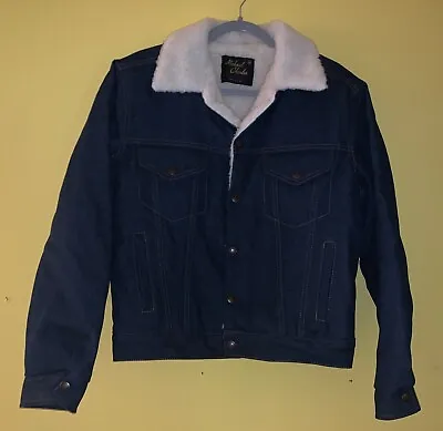 Vintage NOS Denim Jean Trucker Jacket Michael Chas Cooper Men Sz 38 Sherpa Lined • $36