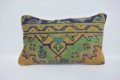 Turkish Kilim Pillow Pillow For Couch 12 X20  Green Cushion Cover • $33.98