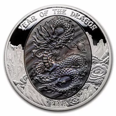 2024 Solomon Isl. 5 Oz Silver Mother Of Pearl Year Of The Dragon • $492.30