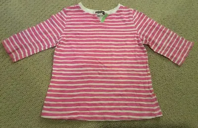 MORGAN & MILO Girls Shirt Top 3/4 Th Sleeve ~ Size 10 ~ Pink Striped VGUC • $6.99