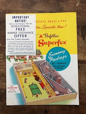 Vintage SUPERFEX Economy Package Oil Furnace Pamphlet MCM Mid Century HOUSE PLAN • $14.99