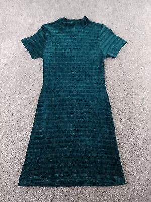 Sense Women's Vintage Velour Dress Size M Holiday Green Stretch Textured USA • $13.59