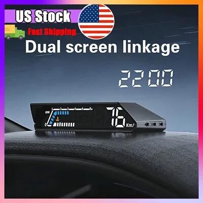 Head Up Display Dual Screen HUD Multifunction Onboard Instrument Car Accessories • $33.26