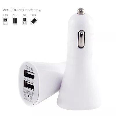 3.1Amp 2 PORT BULLET USB IN CAR TRAVEL CHARGER ADAPTER FOR TABLETS MOBILE PHONES • £2.85