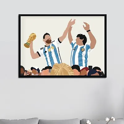 LEO MESSI/ DIEGO MARADONA - GOAT 10 - FIFA WORLD CUP - Digital Art Poster Print • $12.95