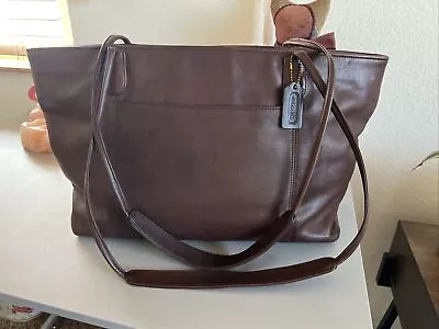 COACH 4067 Vintage Tote Shoulder Hand Bag All Leather Brown Authentic USA Made • $184.99