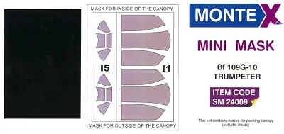 Montex 1/24 MESSERSCHMITT Bf-109G-10 CANOPY PAINT MASK Trumpeter • $7.50