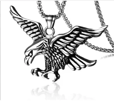 Men's Boy Vintage Spiritual Stainless Steel Mens Eagle Pendant Necklace Jewelry • £5.88