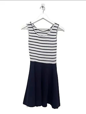 Striped Skater Dress Size Small Medium Nautical Sailor A Line Navy White • £5