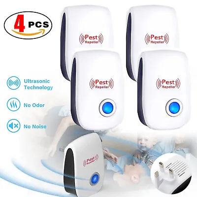 4PCS Plug-in Electronic Ultrasonic Pest Repeller Anti Rat Mouse Bug Mosquito UK • £10.89