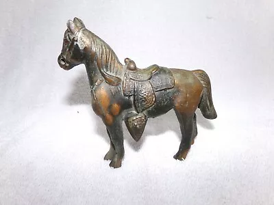 Vintage 1950's Cast Metal Chrome Carnival Prize Cowboy Horse Made In Japan.  • $16