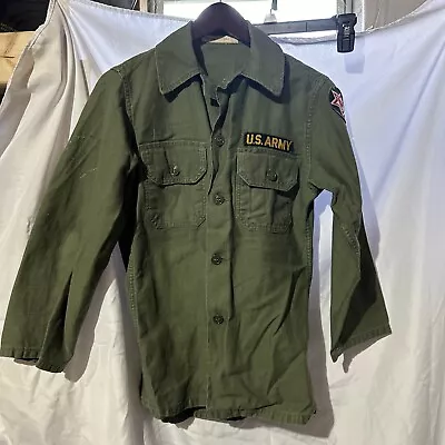 Vintage US Army Shirt Jacket Vietnam Era 1965 W/ Patches OG107 6th Army • $49.99