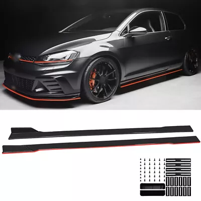 For VW Golf GTI MK5 MK6 MK7 79  Black Red Side Skirt Splitter Rocker Extension • $85.09