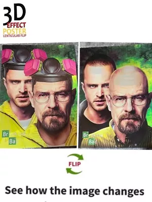 Breaking Bad-Walter WhitePinkman-3D Poster 3DLenticular Effect-2 Images In One • $15