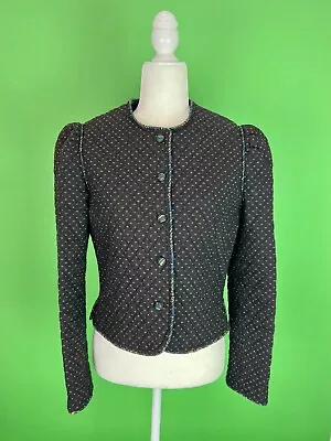 Vintage Vera Bradley Black Quilted Jacket  - Gunne Sax Style Jacket - Size Small • $40