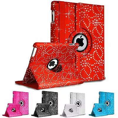 Case For IPad Mini 1 / 2 / 3 Mini 360 Rotating Magnetic Flip Diamond Bling Cover • £3.99