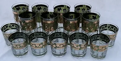 Rare Cera Gold Grapes Set 15 Mid-Century Brutalist Barware & Drinking Glasses  • $129.99