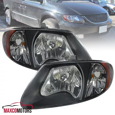 Black Headlights Fits 2001-2007 Dodge Caravan Chrysler Town & Country Lamp LH+RH • $68.49