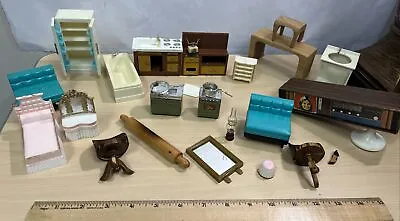 Vintage Dollhouse Furniture Ideal Arco Blue Box Lot See Pic -Parts And Repair • $25