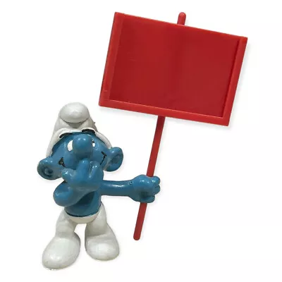 Smurfs 40208 Sign Smurf Rare Red Vintage Figure PVC Toy Figurine 1979 • $39.99