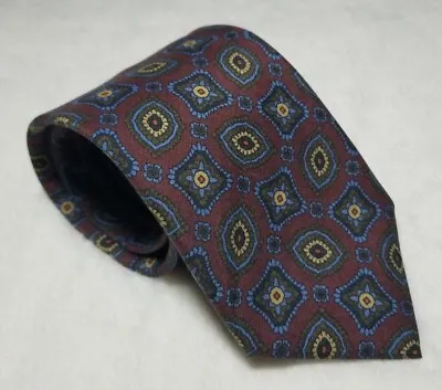 Burgundy Ancient Madder Silk Geometric Tie (Handmade In Italy) • $100