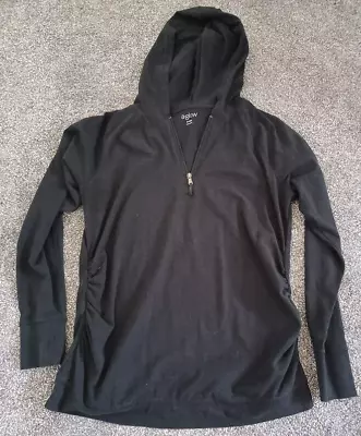 A GLOW Women's Maternity LS Black 1/4 Zip Hooded Jacket - Size Medium • $10