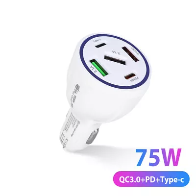 Universal Fast Car Charger 4 USB Port + Type C Socket Adapter For Iphone Samsung • £5.99