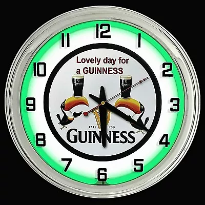 16  GUINNESS Beer Sign Green Neon Clock • $119.99