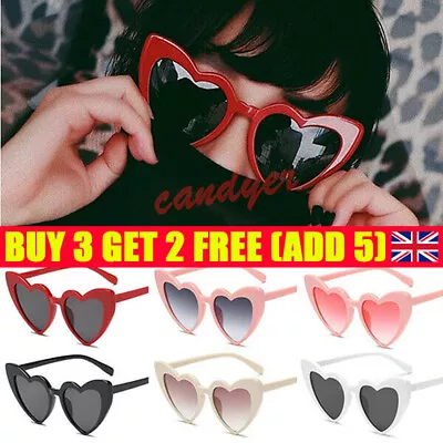 Women Ladies Love Heart Shape Sunglasses Fun Dress Party Festival  Glasses Cool • £0.99