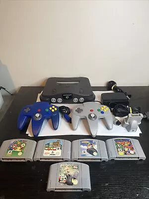 Nintendo 64 5 Games 2 Controllers And Rumble Pack  Mario Kart 64 N64 • $370