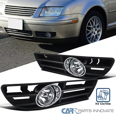 Fits 1999-2005 VW Jetta Bora MK4 Clear Fog Lights Bumper Driving Lamps+Switch • $44.95