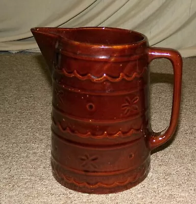 Vintage Brown Marcrest Stoneware Pitcher ~ 8  Daisy & Dot ~ Oven Proof NICE !!!! • $16.99