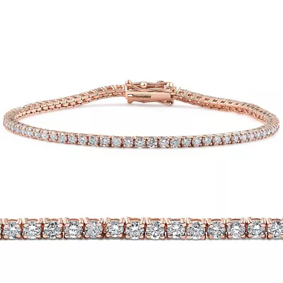 2 Ct TW Lab Grown Round-Cut Diamond Tennis Bracelet 7  14k Rose Gold (G/SI) • $999.99